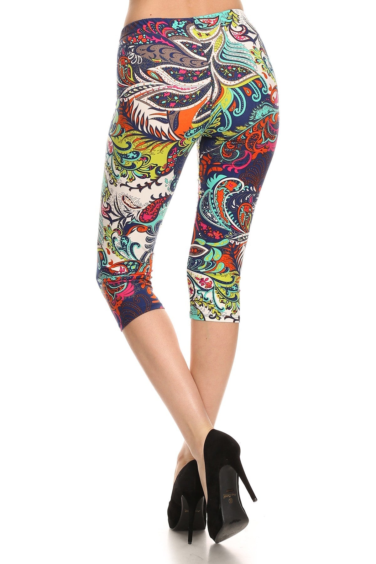 Multi-Color Ornate Print Cropped Length Fitted Leggings king-general-store-5710.myshopify.com