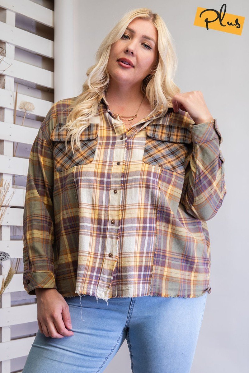 Plaid Mix Button Down Shirt king-general-store-5710.myshopify.com