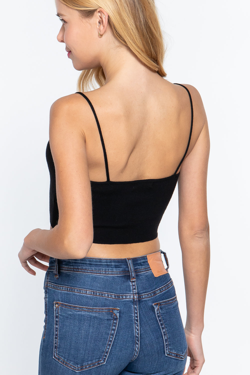 Front Ruched Detail Sweater Knit Crop Cami Top 3 king-general-store-5710.myshopify.com