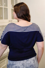 Plus Stripe Short Sleeve Top 3 king-general-store-5710.myshopify.com