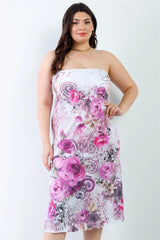 Plus Pink Flower Print Sleeveless Midi Dress king-general-store-5710.myshopify.com
