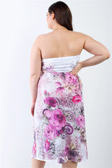 Plus Pink Flower Print Sleeveless Midi Dress king-general-store-5710.myshopify.com