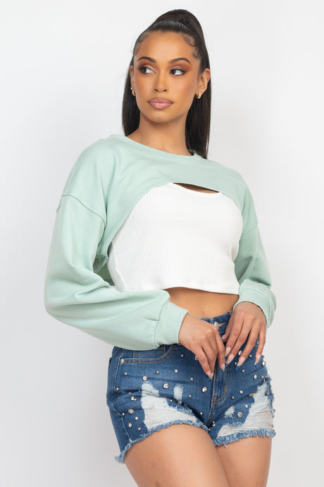 Ribbed Sleeveless Top With Shrug Sweater king-general-store-5710.myshopify.com