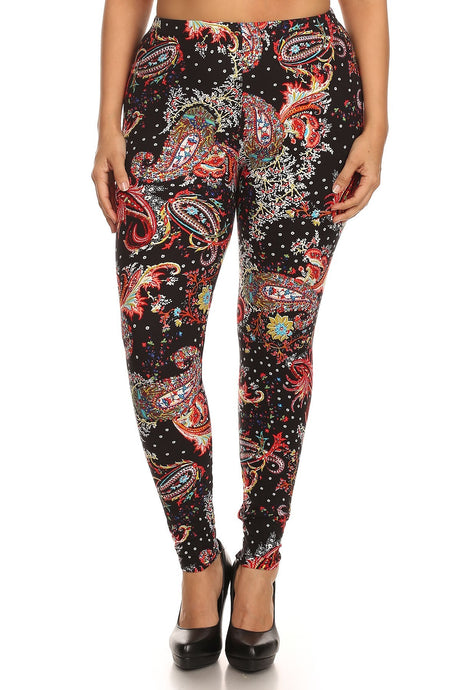 Multi-color Paisley Print, Banded, Full Length Leggings In A Fitted Style With A High Waisted king-general-store-5710.myshopify.com