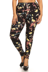 Plus Size Floral Print, Full Length Leggings In A Slim Fitting Style With A Banded High Waist 2 king-general-store-5710.myshopify.com