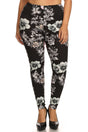 Plus Size Floral Graphic Printed Jersey Knit Legging With Elastic Waistband Detail king-general-store-5710.myshopify.com