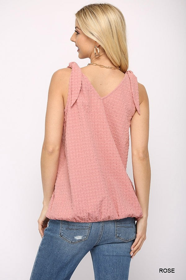 Solid Textured And Sleeveless Surplice Top With Shoulder Tie king-general-store-5710.myshopify.com