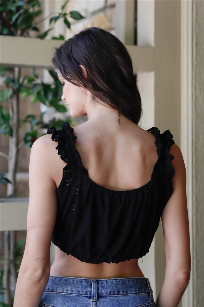 Embroidered Ruffle Trim Strap Sleeveless Crop Top 3 king-general-store-5710.myshopify.com