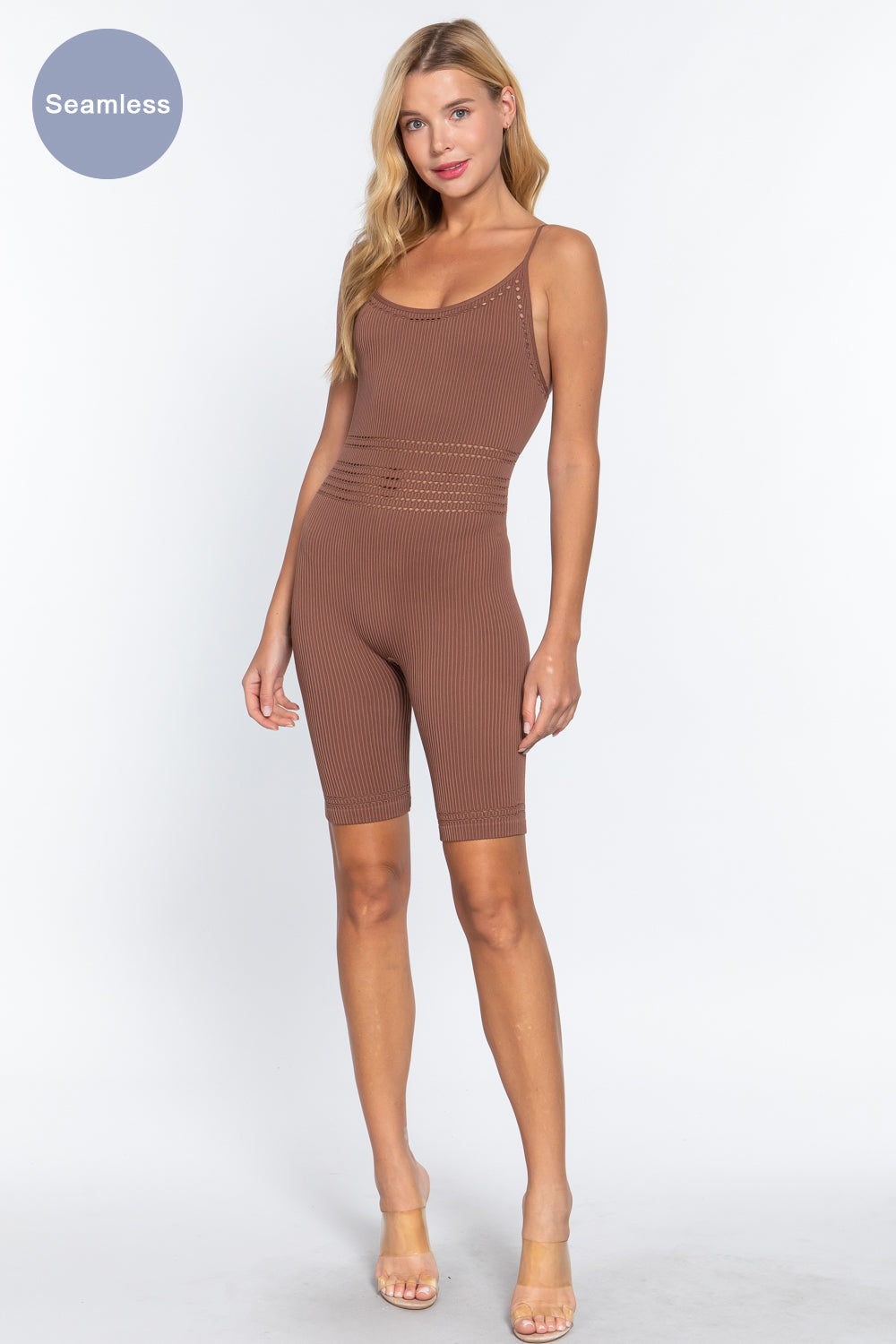 Round Neck Pointelle Detail Seamless Rib Romper king-general-store-5710.myshopify.com