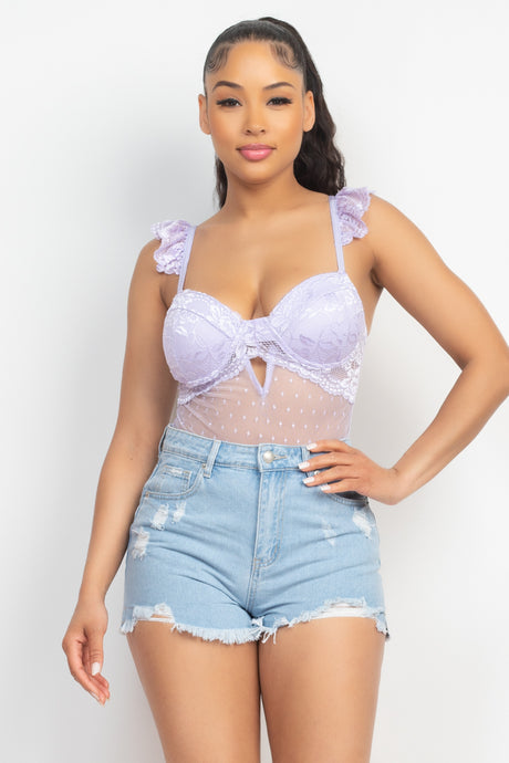 Sweetheart Cut-out Cami Ruffled Bodysuit king-general-store-5710.myshopify.com