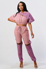 Pants Set In Color Block With Hoodie And Detachable Bottom Part king-general-store-5710.myshopify.com