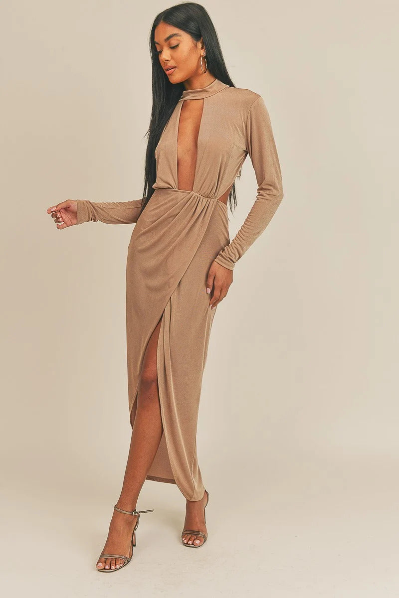 Pecan Brown Open Front Dress king-general-store-5710.myshopify.com