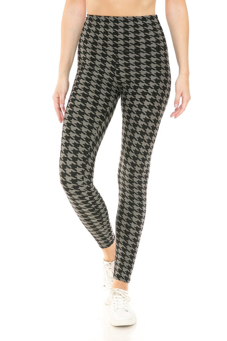 Houndstooth Print High Waist Leggings king-general-store-5710.myshopify.com