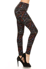 Multicolored Scribble Print High Waisted Leggings king-general-store-5710.myshopify.com