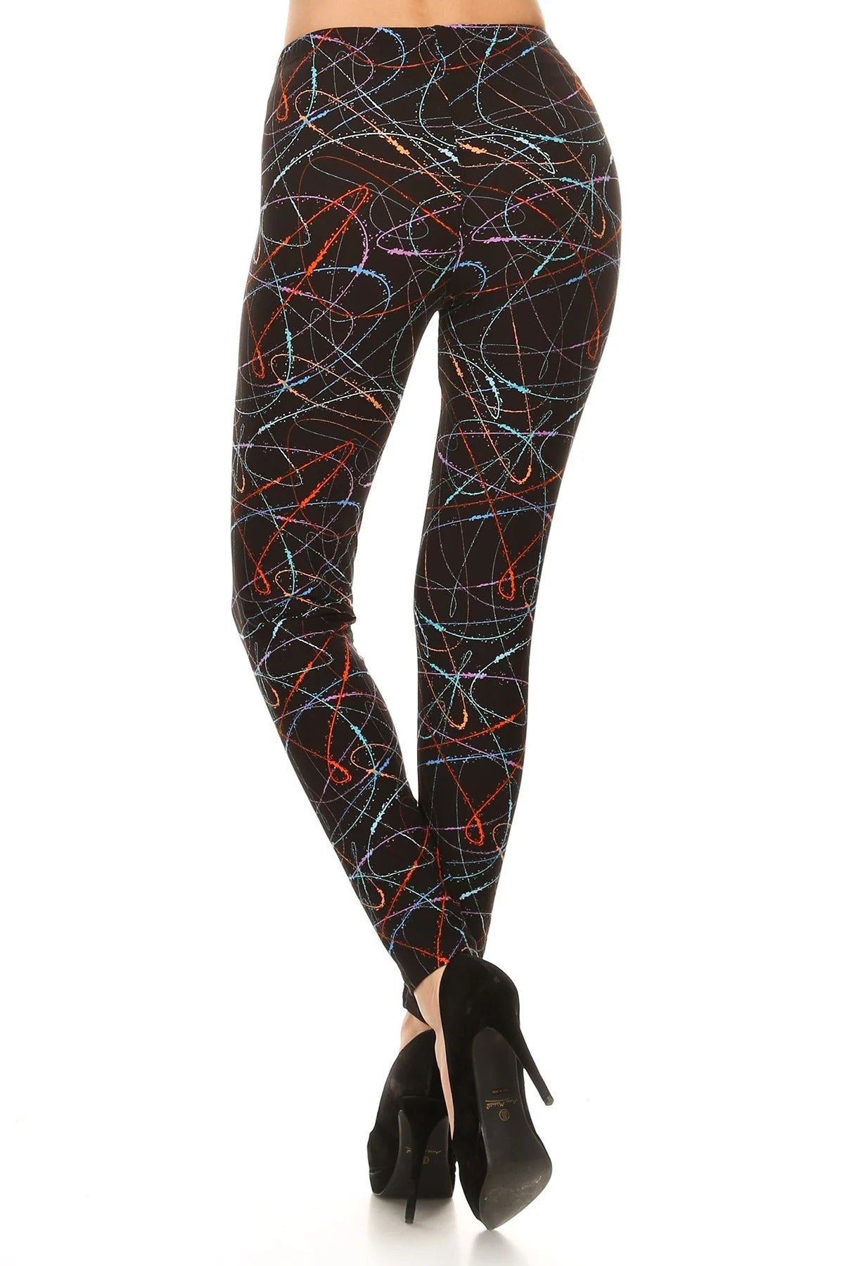 Multicolored Scribble Print High Waisted Leggings king-general-store-5710.myshopify.com