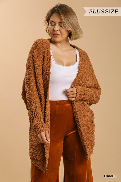 Open Front Oversized Cardigan Sweater With Pockets in Camel king-general-store-5710.myshopify.com