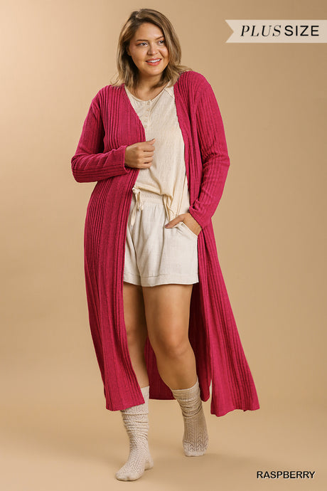 Open Front Long Body Cardigan in Raspberry king-general-store-5710.myshopify.com