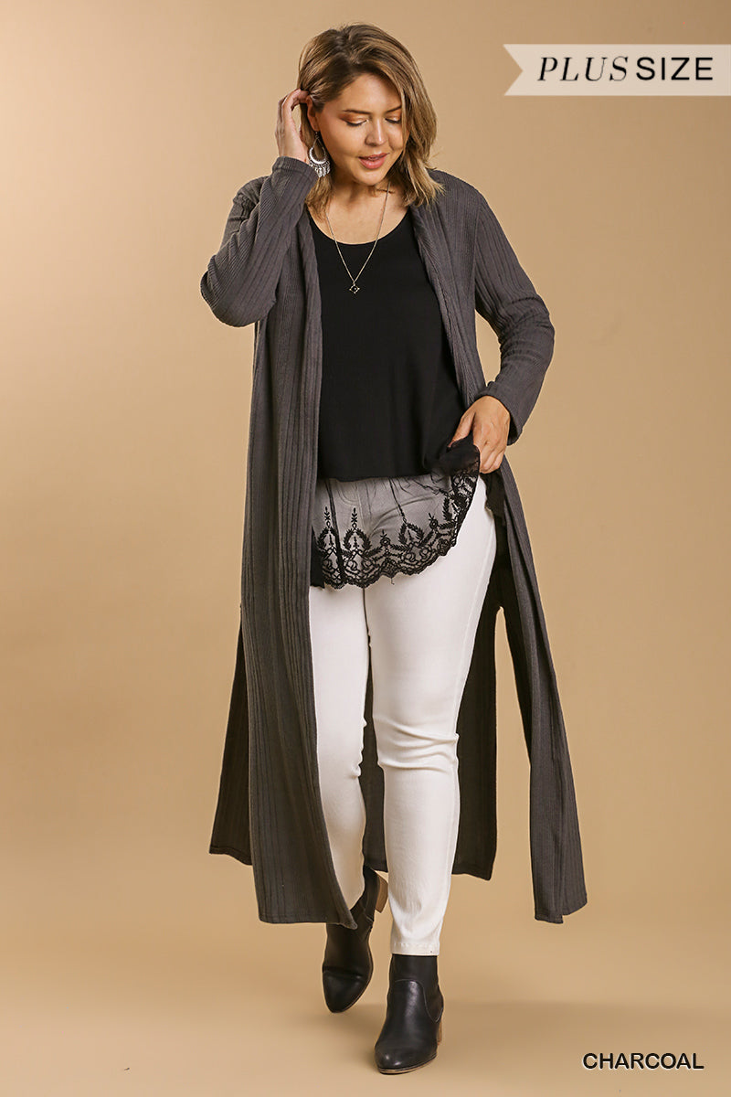 Open Front Long Body Cardigan in Charcoal king-general-store-5710.myshopify.com