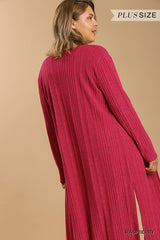 Open Front Long Body Cardigan in Raspberry king-general-store-5710.myshopify.com