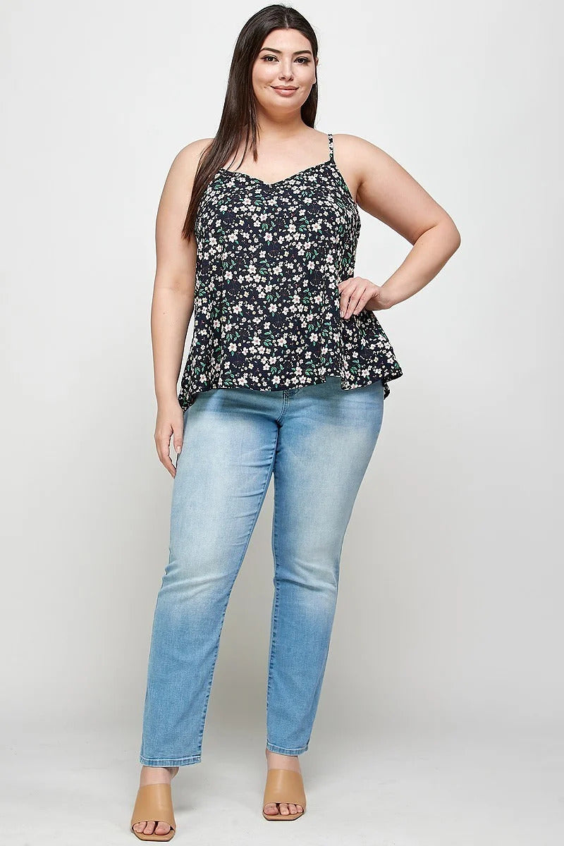 Plus Size, Ditsy Floral Print Cami Top king-general-store-5710.myshopify.com