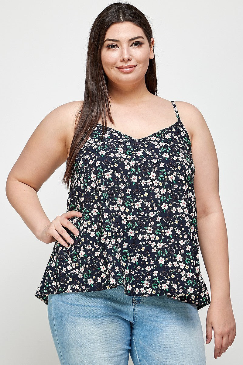 Plus Size, Ditsy Floral Print Cami Top king-general-store-5710.myshopify.com