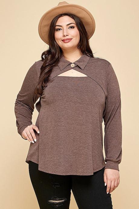 Plus Size Solid Long Sleeve Fashion Top king-general-store-5710.myshopify.com