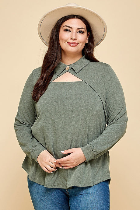 Plus Size Solid Long Sleeved Fashion Top king-general-store-5710.myshopify.com