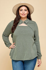 Plus Size Solid Long Sleeved Fashion Top king-general-store-5710.myshopify.com