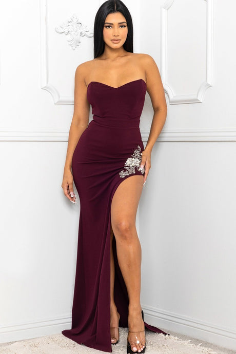 Beaded Embroidered Near Slit Detail Maxi Ddress king-general-store-5710.myshopify.com