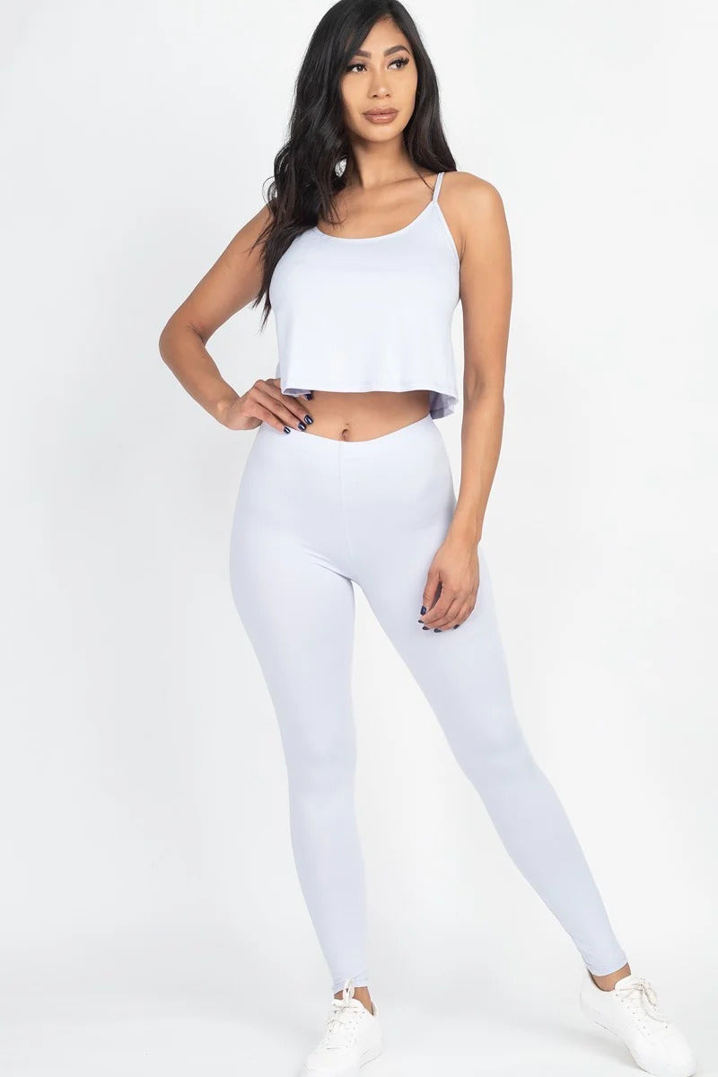 Oyster Grey Cami Top And Leggings Set king-general-store-5710.myshopify.com