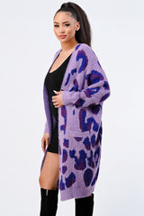 Leopard Angora Sweater Oversized Cardigan in Ultra Violet king-general-store-5710.myshopify.com