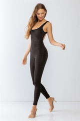 Black Sleeveless Slim Fit Jumpsuit & Open Front Long Sleeve Cardigan Set king-general-store-5710.myshopify.com