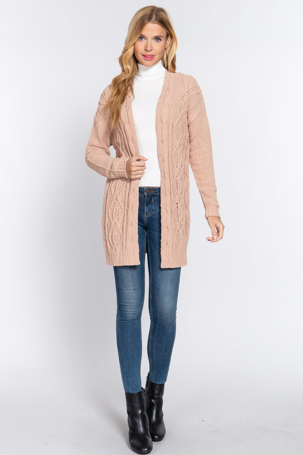 Chenille Sweater Cardigan in Salmon king-general-store-5710.myshopify.com