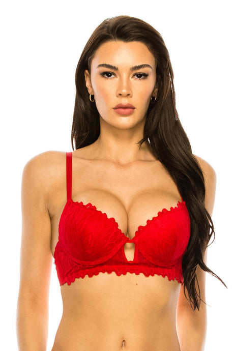 Coverage Lace Trim Bra in Barbados Cherry king-general-store-5710.myshopify.com