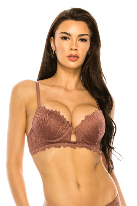 Coverage Lace Trim Bra in Burlwood king-general-store-5710.myshopify.com