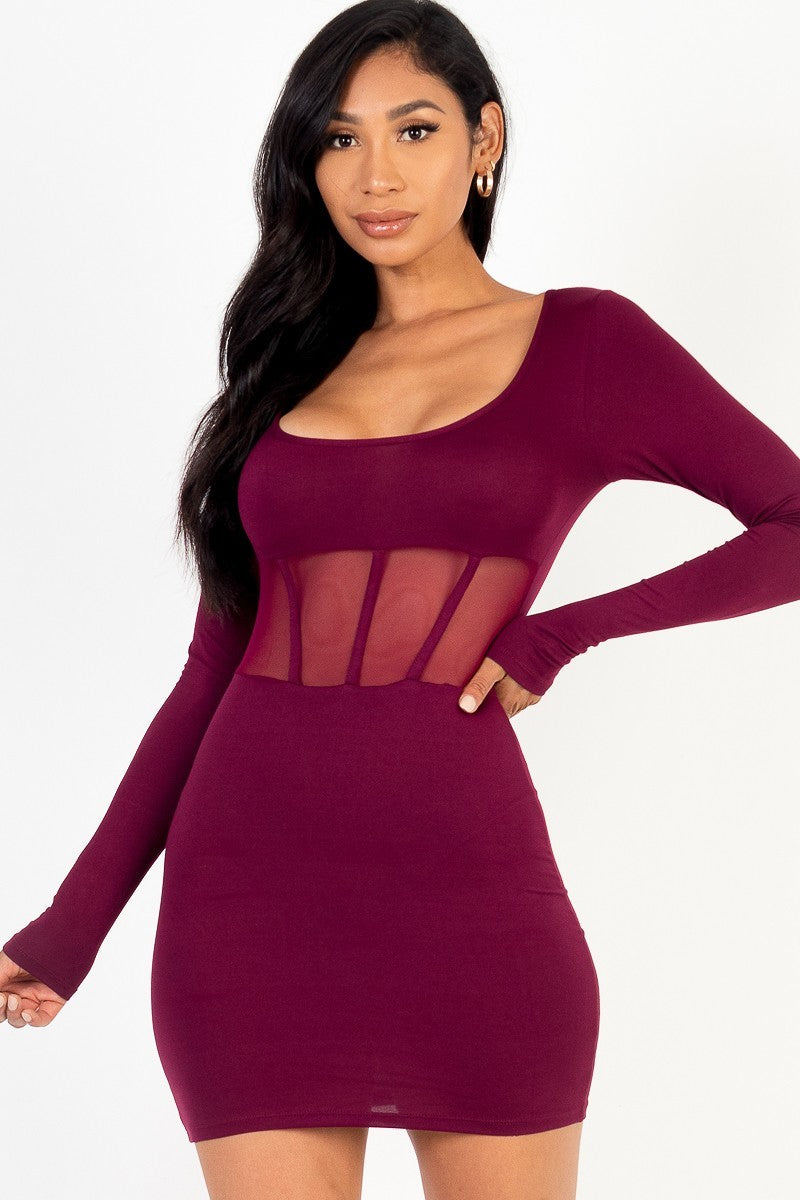 Square neck mesh corset mini dress king-general-store-5710.myshopify.com