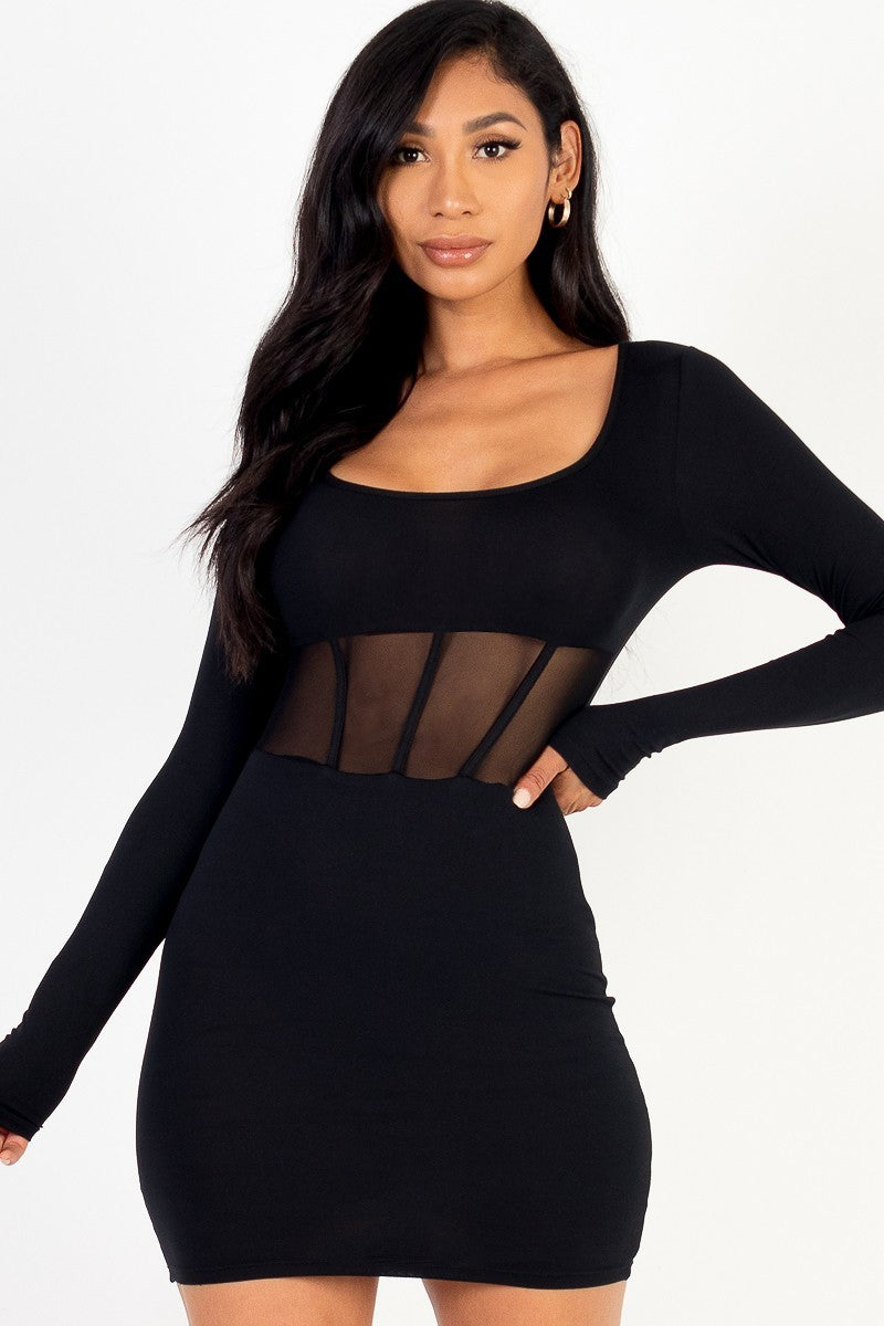 Square neck mesh corset mini dress king-general-store-5710.myshopify.com