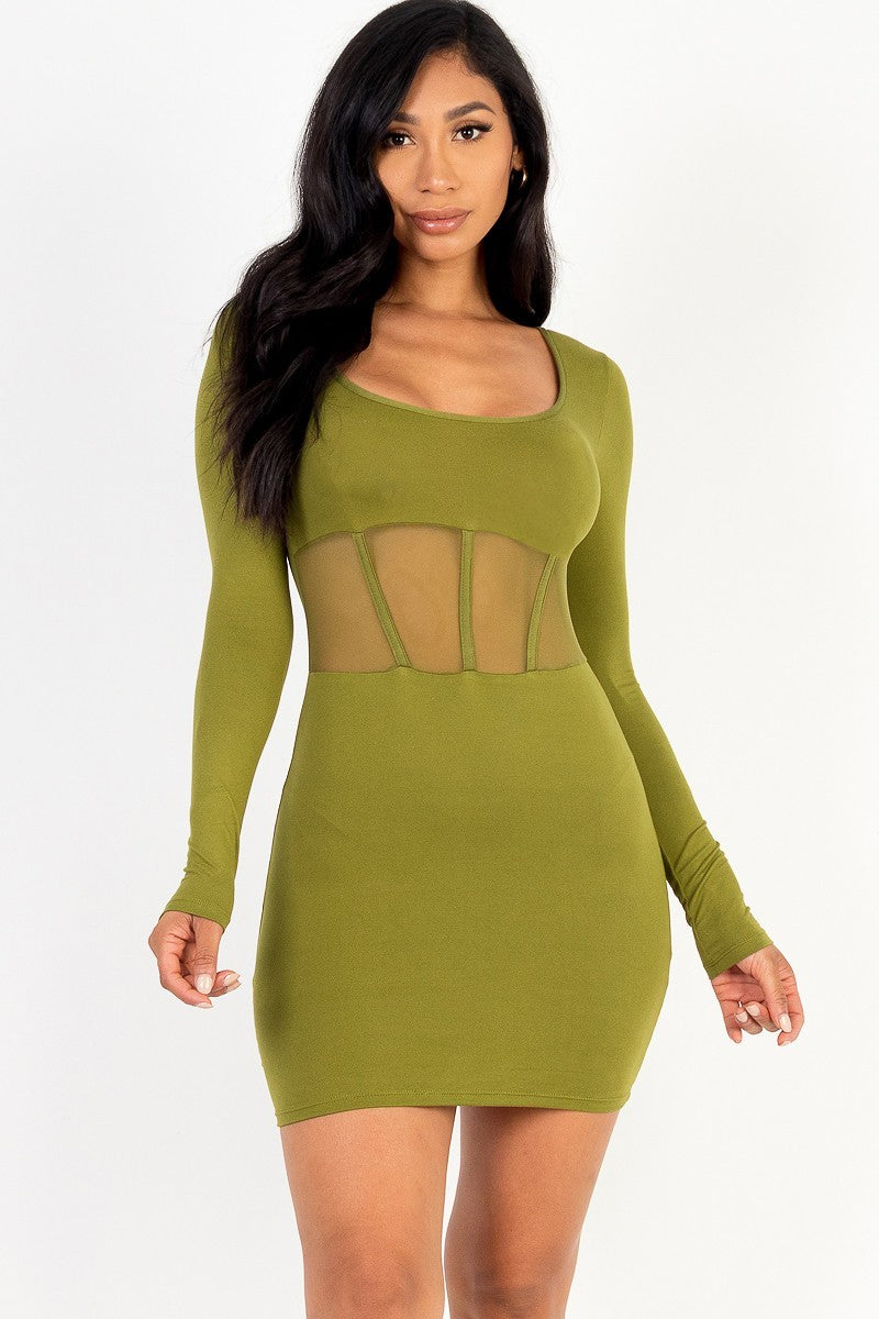 Square neck mesh corset mini dress king-general-store-5710.myshopify.com