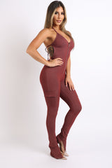 Brick Cargo Pocket Halter Jumpsuits king-general-store-5710.myshopify.com