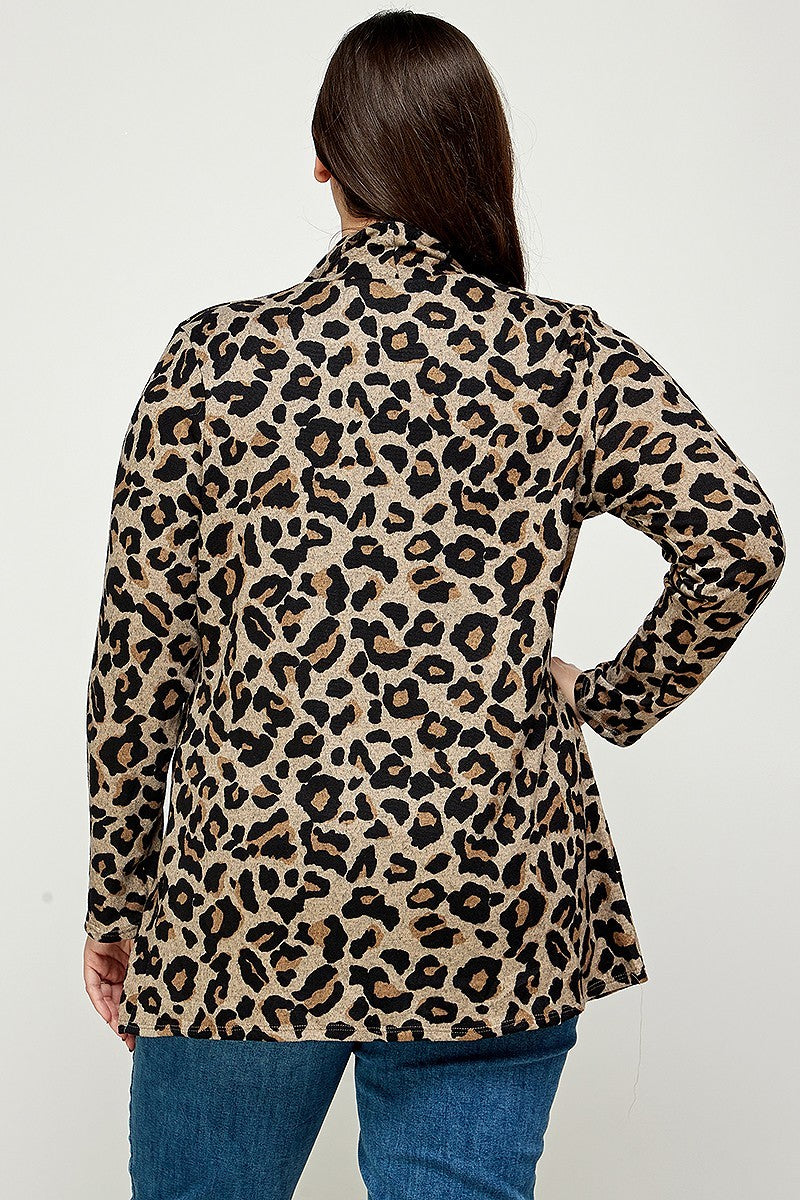 Plus Size Animal Leopard Printed Knit Cardigan in Brown king-general-store-5710.myshopify.com