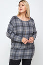 Plaid Print Tunic Top, With Long Dolman Sleeves king-general-store-5710.myshopify.com