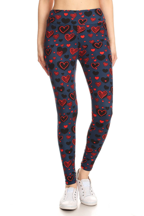 Yoga Style Banded Lined Heart Print Full Length Leggings king-general-store-5710.myshopify.com