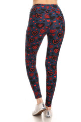 Yoga Style Banded Lined Heart Print Full Length Leggings king-general-store-5710.myshopify.com