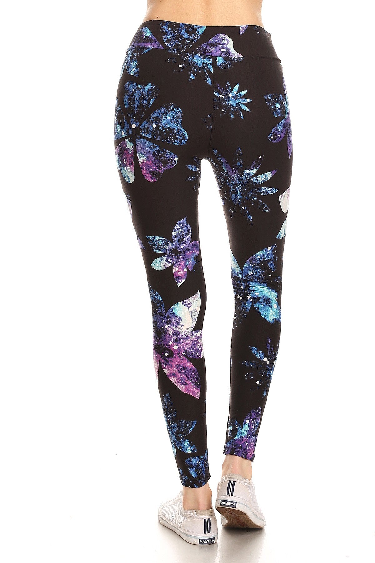 Yoga Style Banded Lined Galaxy Silhouette Floral Print Full Length Leggings king-general-store-5710.myshopify.com