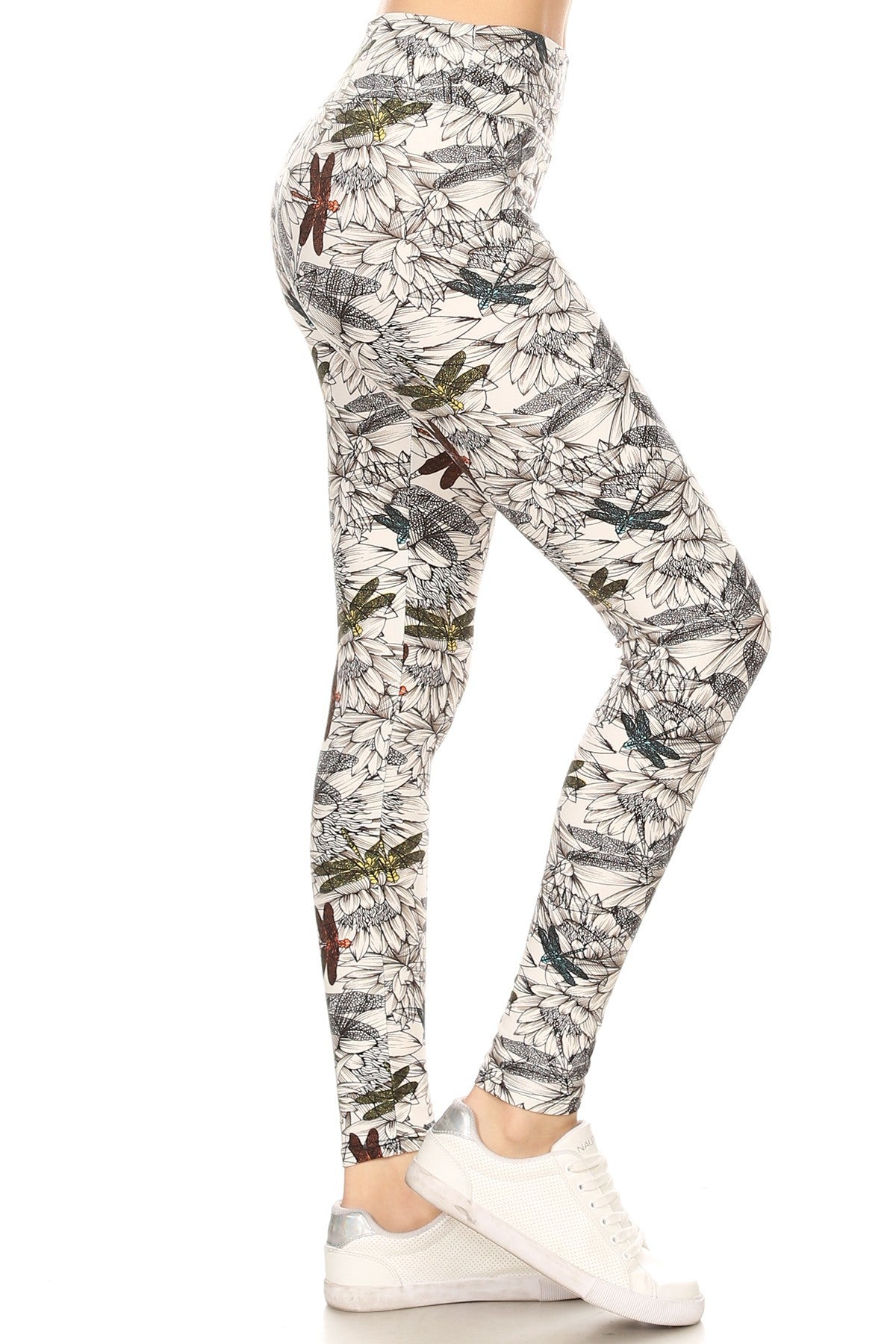 Yoga Style Banded Lined Dragonfly Print Full Length Leggings king-general-store-5710.myshopify.com