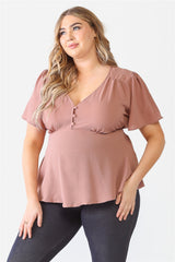 Plus Tie Detail Flare Top king-general-store-5710.myshopify.com