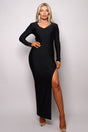 Long Sleeve V Neck Open Back Maxi Dress king-general-store-5710.myshopify.com