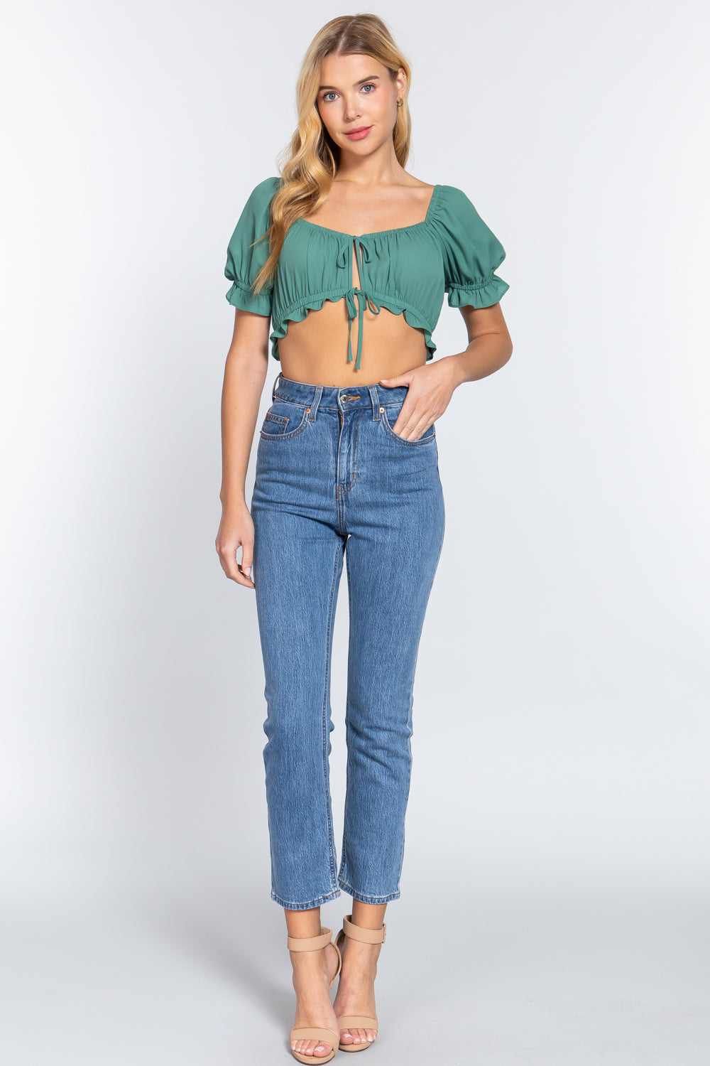 Short Slv Print Crop Woven Top king-general-store-5710.myshopify.com