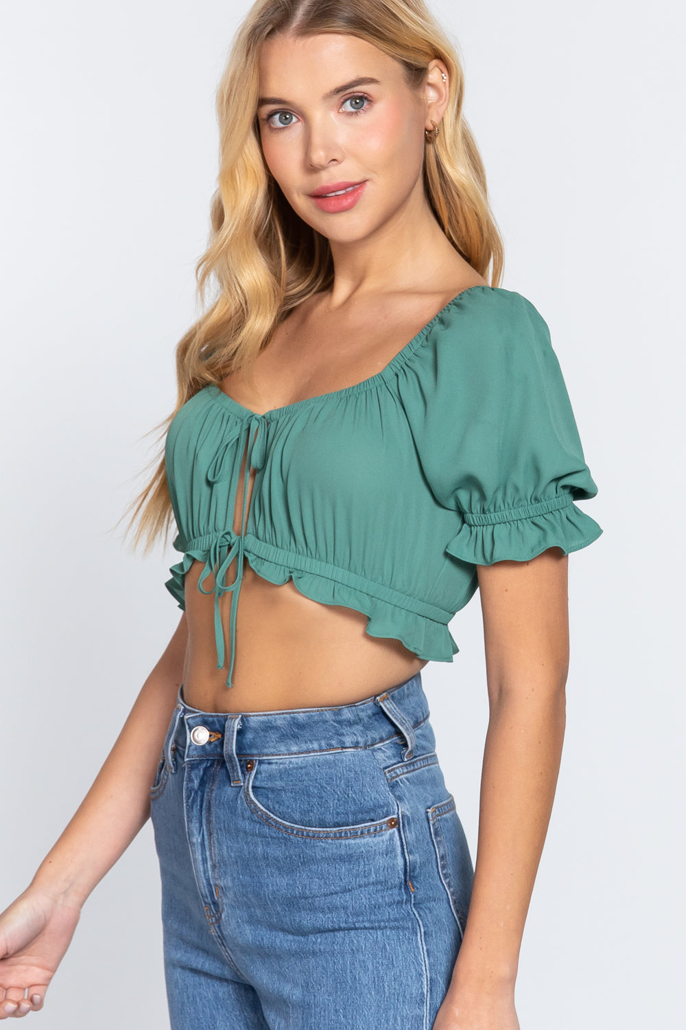 Short Slv Print Crop Woven Top king-general-store-5710.myshopify.com