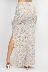 Front Knot Floral Top & Ruched Maxi Skirts Set king-general-store-5710.myshopify.com